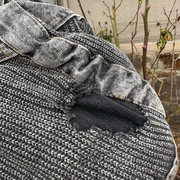 Vintage Joe Borders Squadron Mens XL Jacket Denim Full Zip Distressed Washed - Picture 10 of 15